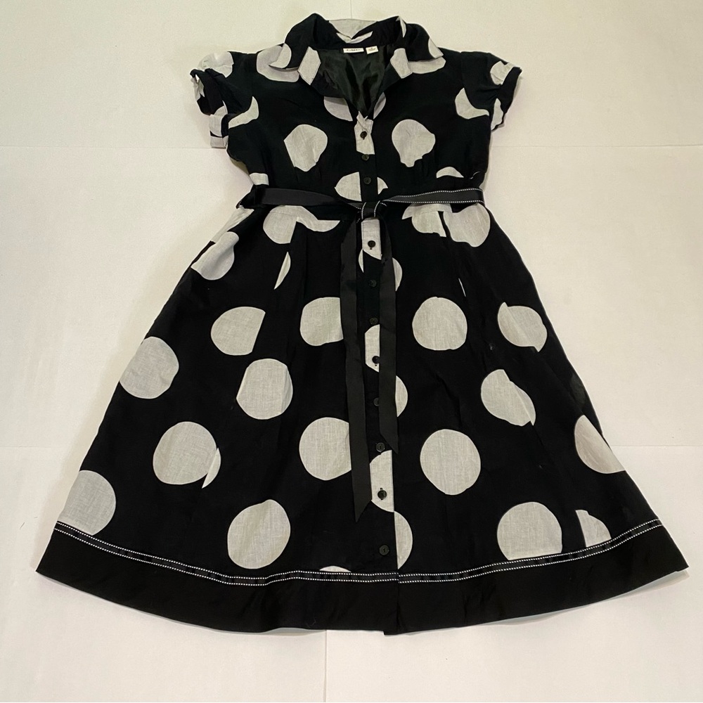 Cato Black and White Buttoned Sundress with Puff Cap Sleeves